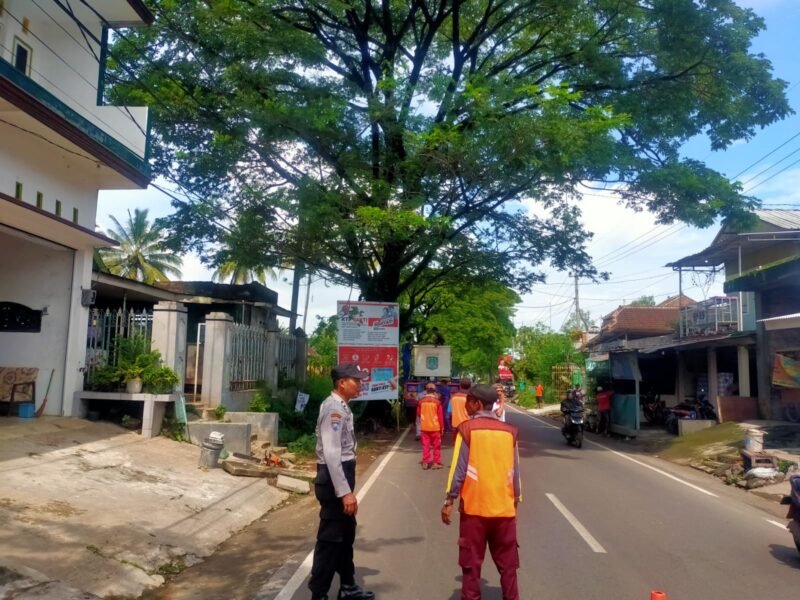 Foto : Dinas PU Bina Marga Kabupaten Malang melakukan pemangkasan bagian pohon yang dianggap berbahaya