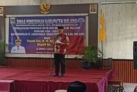 Caption. Bupati Malang H.M Sanusi saat memberikan sambutan pada pengukuhan MKKS SMP Negeri se Kabupaten Malang masa bakti 2024 - 2026