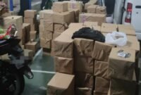 Foto : Ratusan Ribu batang rokok ilegal yang berhasil diamankan Bea Cukai Malang