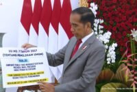 Caption. Presiden Jokowi saat memberikan keterangan pers perihal pernyataan Presiden boleh berkampanye. (Sumber foto Setpres)