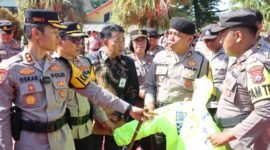Foto : Kapolres AKBP Oskar Syamsuddin usai memimpin Apel Pengecekan dan pergeseran Personel 