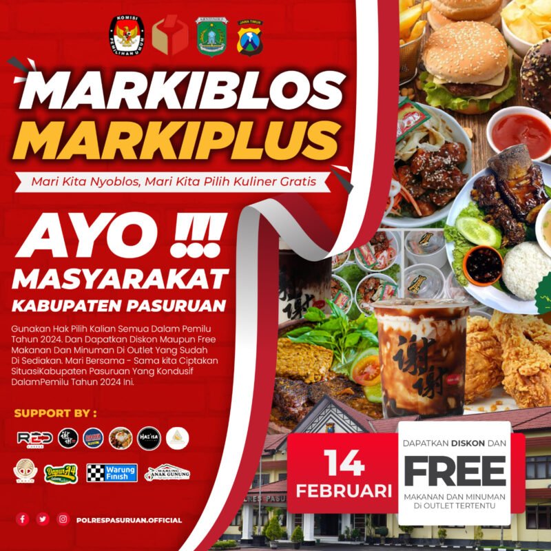 Foto : Program MARKIBLOS MARKIPULS (Mari Kita Nyoblos, Mari Kita Pilih Kuliner Gratis). 