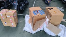 Foto : Puuhan batng rokok ilegal yang berhasil diamankan Bea Cukai Malang saat operasi di pasar dan ekspedisi 