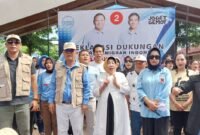 Caption. Deklarasi dukungan dari Calon Pekerja Migran Indonesia (CPMI) se-Jawa Timur untuk Paslon nomor urut 02 Prabowo Gibran