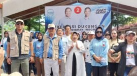 Caption. Deklarasi dukungan dari Calon Pekerja Migran Indonesia (CPMI) se-Jawa Timur untuk Paslon nomor urut 02 Prabowo Gibran