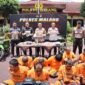 Foto : Kepolisian Resor Malang, Polda Jatim, berhasil menangkap 10 pelaku dengan 29 kasus tindak pidana pencurian dan penadahan kendaraan bermotor