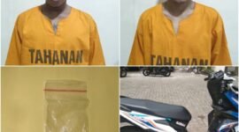 Foto : Terduga dua kurir sabu dan barang bukti yang diamankan Polsek Jabung