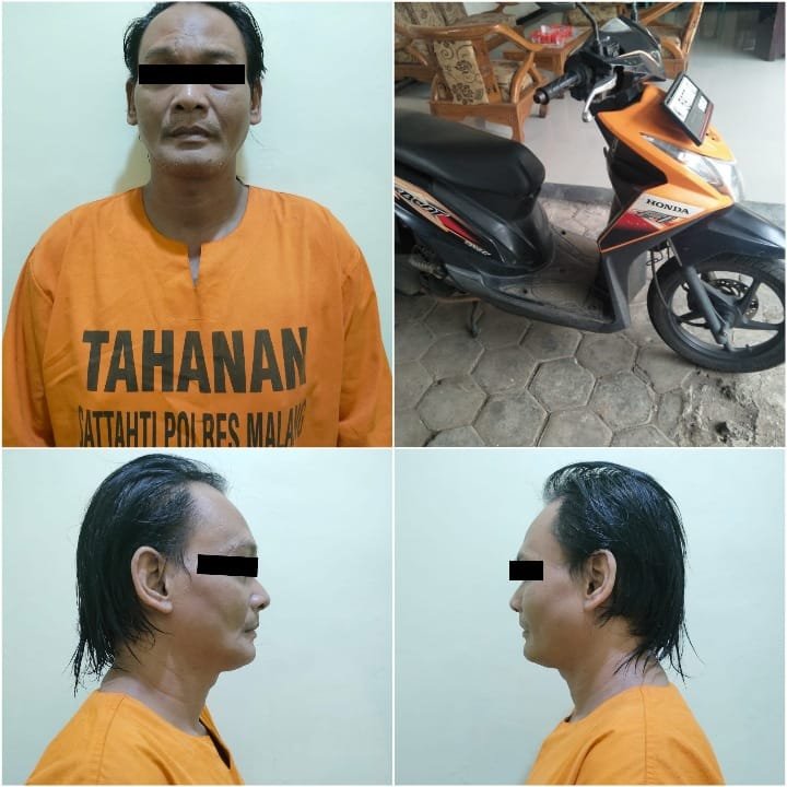 Foto: Tersangka pelaku curanmor di amanakan Polsek Jabung