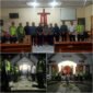 Foto : Anggota Polsek Jabunggelar pengamanan di gereja Eklesia Brigif 18 Jabung.
