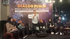 Foto : Wahyu saat menghadiri Dialog Publik Bakal Calon Walikota Malang 2024 yang dihelat oleh Komunitas Malang Peduli Demokrasi (MPD) 