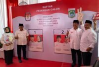  Foto : Dua pasangan calon Bupati dan Wakil Bupati Malang Sanusi-Lathifah dan Gunawan-Umar
