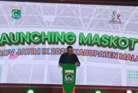ket foto. Wakil Bupati Malang Didik Katot Subroto saat launching maskot dan logo Pekan Olah Raga Provincie Jawa Timur di Pendopo Agung Kabupaten Malang
