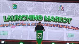 ket foto. Wakil Bupati Malang Didik Katot Subroto saat launching maskot dan logo Pekan Olah Raga Provincie Jawa Timur di Pendopo Agung Kabupaten Malang