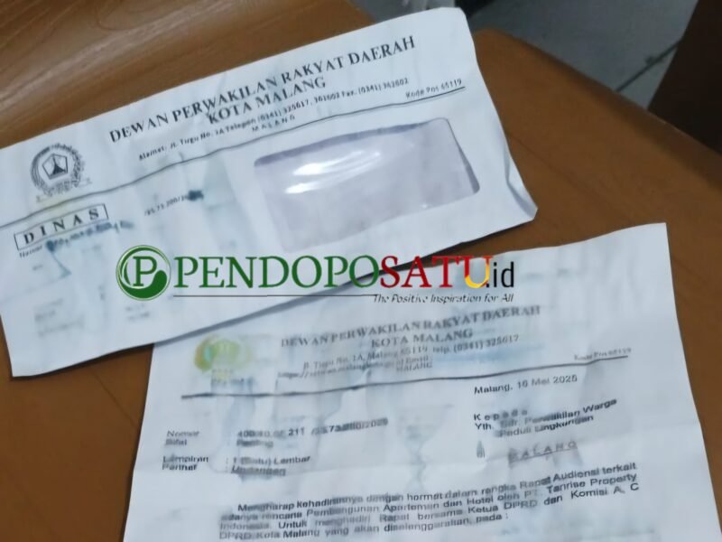 Kondisi surat undangan audensi yang dikirimkan Utusan DPRD Kota Malang