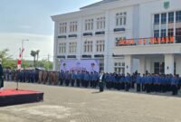 Keterangan Foto : Upacara khidmat peringatan Hari Jadi Kabupaten Pasuruan ke-1096 digelar di halaman Perkantoran Raci, Bangil, Kamis (18/9/2025). 