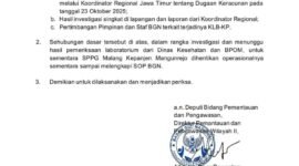 ket foto.Surat dari Badan Gizi National Perihal penghentian sementara SPPG Malang Kepanjen Mangunrejo