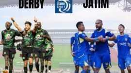 Ket foto. Derby antara Persebaya vs Arema di Stadion Gelora Bung Tomo Surabaya 