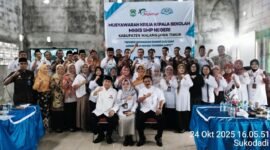 Ket foto. Ketua dan seluruh pengurus dan anggota MKKS SMPN Kabupaten Malang