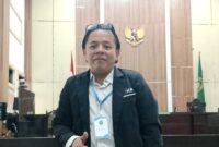 Ket foto ; Andreas Wuisan LBH Mukti Pajaran saat di Ruang Persidangan PN Bangil