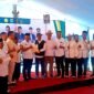Ket foto. Buoati Malang, H.M Sanusi bersama Ketua dan pengurus Himpunan Kerukunan Tani Indonesia Kabupaten Malang usai acara panen dan tanam raya padi di Kecamatan Turen