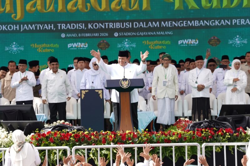 Ket foto. Pidato Kenegaraan Presiden RI, Prabowo Subianto pada satu abad lahirnya NU di Stadion Gajayana Kota Malang 