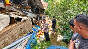 Ket foto. Petugas dari jajaran Polres Malang saat melakukan olah TKP di kandang ayam