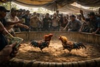 Ket foto. Ilustrasi sabung ayam yang marak pada bulan Ramadan