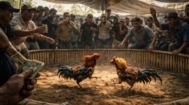 Ket foto. Ilustrasi sabung ayam yang marak pada bulan Ramadan