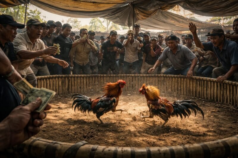 Ket foto. Ilustrasi sabung ayam yang marak pada bulan Ramadan