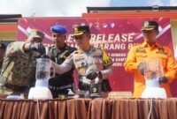 Dokumen Foto : Kapolres Pasuruan bersama jajaran Forkopimda saat press rilis di Mapolres Pasuruan