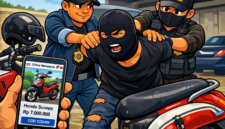 Ket foto. Gambar karikatur pencurian Kendaraan bermotor yang diringkus aparat Kepolisian