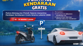 Ket foto. Selebaran pengumuman penitipan kendaraan bermotor yang di gagas jajaran Kepolisian Resor Malang untuk masyarakat yang akan mudik ke kampung halaman 