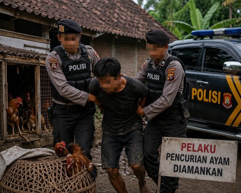Ilustrasi Penangkapan Terduga Pelaku Pencurian Ayam Oleh Polres Kota Batu