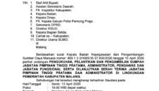 Ket foto. Surat Edaran dari Asisten Administrasi Umum Sekretariat Daerah kabupaten Malang tentang pelantikan JPT Pratama