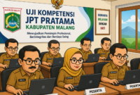 Ket foto. Karikatur Uji kompetensi JPT Pratama di Kabupaten Malang 