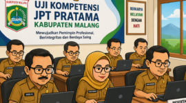 Ket foto. Karikatur Uji kompetensi JPT Pratama di Kabupaten Malang 
