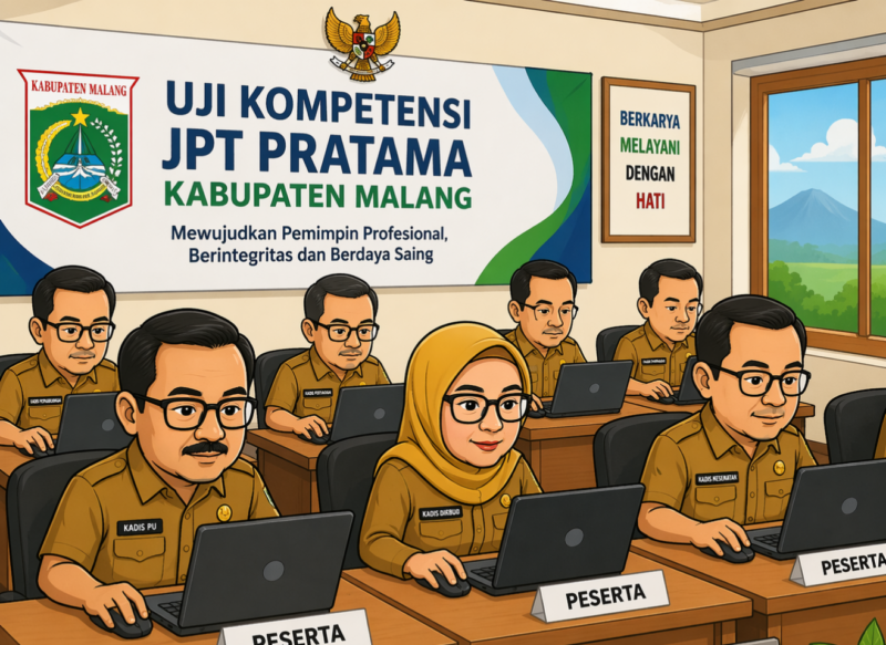Ket foto. Karikatur Uji kompetensi JPT Pratama di Kabupaten Malang 