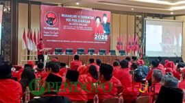 Wakil Ketua DPD PDIP Jatim, I Made Riandiana Kartika saat memberikan sambutan (Foto: Seno pendoposatu.id)