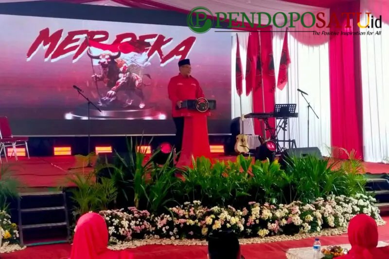 Ketua DPC PDI Perjuangan Kabupaten Malang, Didik Gatot Subroto saat memberikan sambutan pada Musancab (Foto: Seno pendoposatu.id)