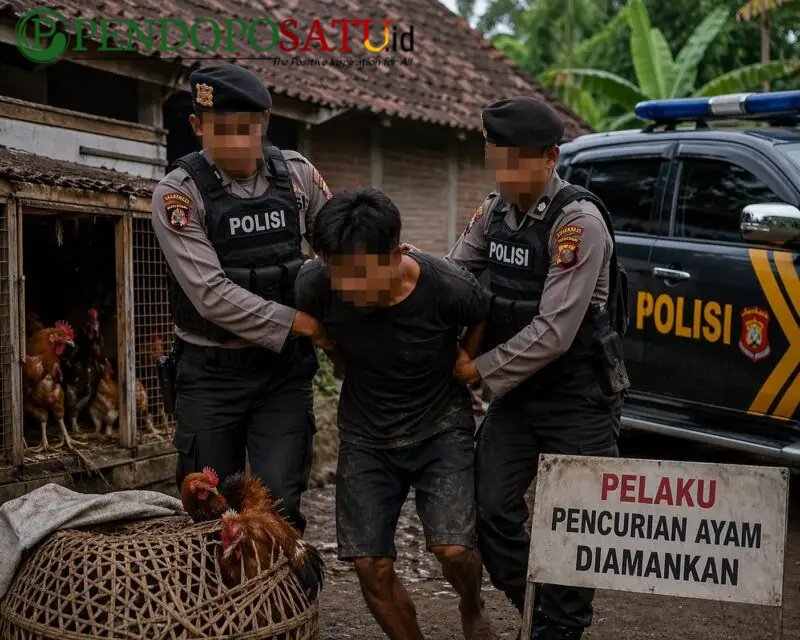 Ilustrasi Penangkapan terduga pelaku pencurian ayam oleh Polres Kota Batu (Foto: bgs pendoposatu.id)