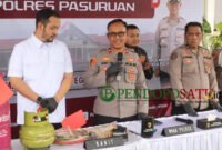 Kapolres Pasuruan,  AKBP Harto Agung Cahyono, S.H., S.I.K., M.H.saat press rilis di Mako Polres (Foto: Abdullah pendoposatu.id)