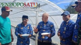 Bupati Malang, HM Sanusi Didampingi Kepala Dinas Perikanan Victor Sembiring Dan Kepala Desa Sumberoto Donomulyo Saat Panen Garam Tunel (Foto: Seno Pendoposatu)