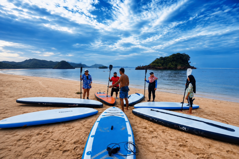 Ket foto. Salah satu olahraga air yang disukai wisatawan saat berkunjung di Pantai 3 ini 1 Banyu meneng Bantur Malang