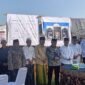 Bupati Malang, HM Sanusi didampingi pengasuh Pondok Pesantren Raudlatul Ulum 2 KH Hamim Kholili dan beberapa OPD usai peletakan batu pertama pembangunan Ponpes