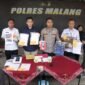 Jajaran Polres Malang Saat Konferensi Pers, Penipuan Berkedok UMKM Pemprov Jatim (Foto: Seno Pendoposatu)