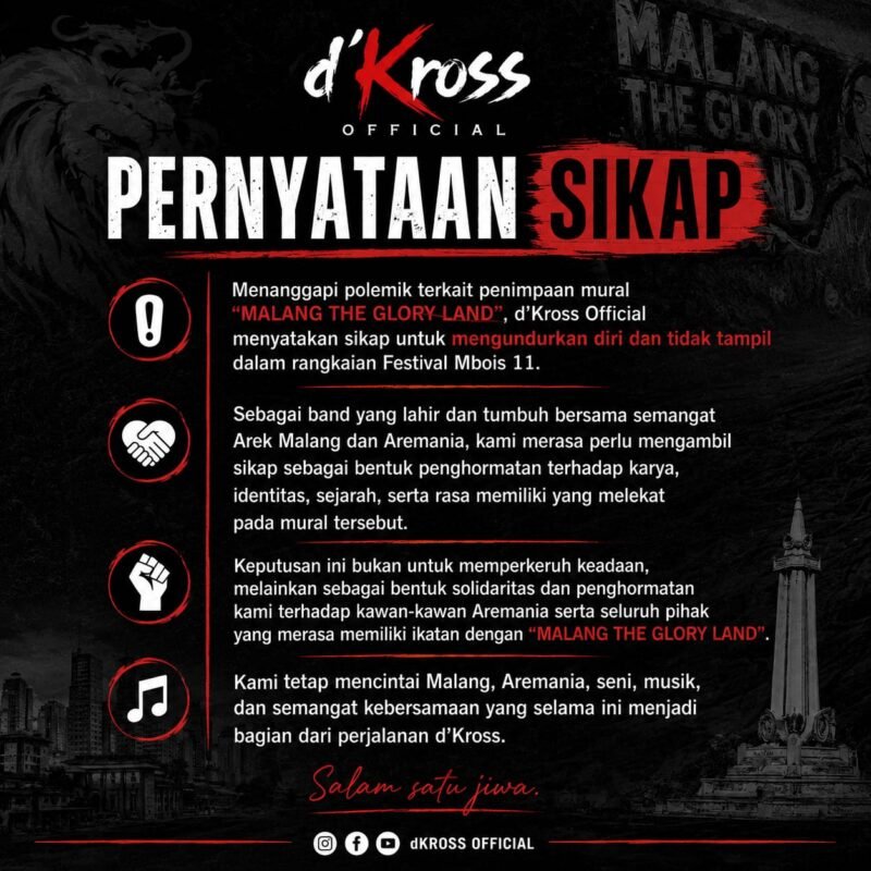 Pernyataan Sikap d'Kross mudur dari rangkaian Festival Mbois 11