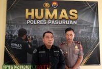 Humas Polres Pasuruan saat pres rilis di depan awak media (Foto: Abdullah pendoposatu.id)