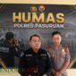 Humas Polres Pasuruan saat pres rilis di depan awak media (Foto: Abdullah pendoposatu.id)