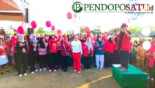 Kepala Desa Pojok, Yadi saat memberikan sambutan pada acara di Gelora Pojok Raya (Foto: Hanik pendoposatu.id)