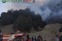 Personel gabungan TNI, Polri dan Polhut KPH Tumpang masih melakukan pemantauan dan siaga di wilayah Jemplang (Foto: dik/Hms pendoposatu.id)